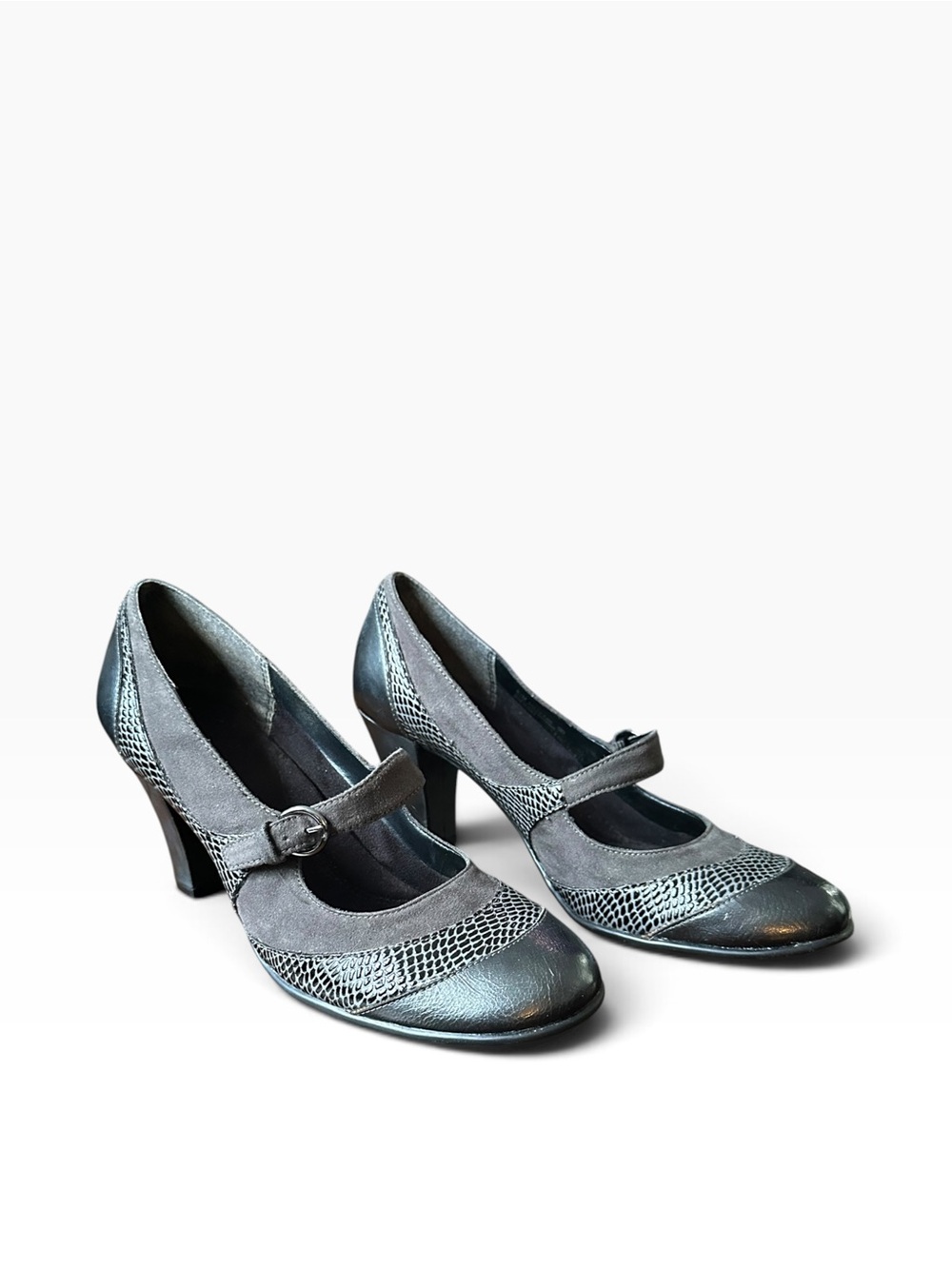 Aerosoles Roler Rink Snake Print Mary Jane Block Heels 8.5M